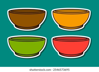 Bowl Hand Drawn Doodle Sticker Illustration