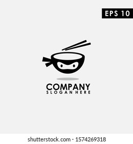 Bowl Of Head Ninja Logo Design Vector Template. Modern Design. Vector Illustration