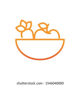 bowl with healthy food fitness gradient line vector illustration