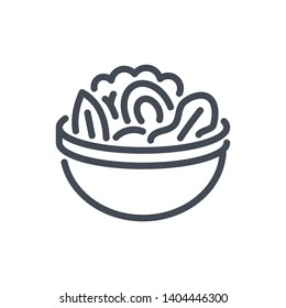 Bowl Of Healthy Food Vector Line Icon. Salad Linear Vector Sign.