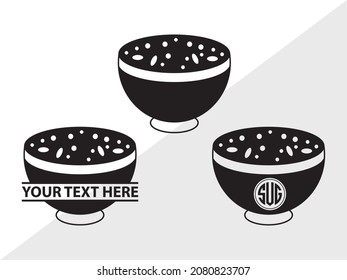 Bowl Healthy Monogram Printable Vector Illustration
