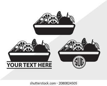 Bowl Healthy Monogram Printable Vector Illustration