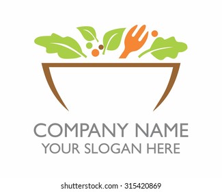 A Bowl Of Healthy Salad Cartoon Character Icon Logo