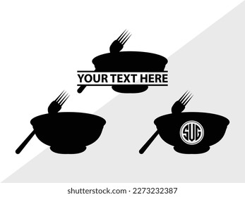 Bowl Healthy SVG Monogram Vector Illustration Silhouette svg