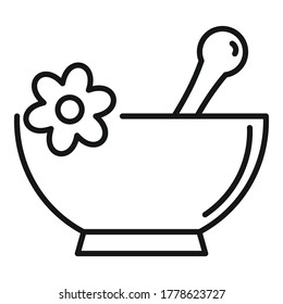 Bowl homeopathy icon. Outline bowl homeopathy vector icon for web design isolated on white background