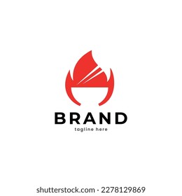 bowl with hot fire logo design vector icon symbol graphic illustration