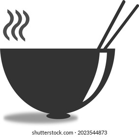 a bowl of hot noodles with dark color ready to eat ready to eat