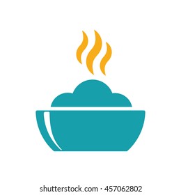 bowl hot plate with food icon on white background