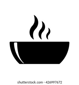 bowl hot plate soup black icon on white background