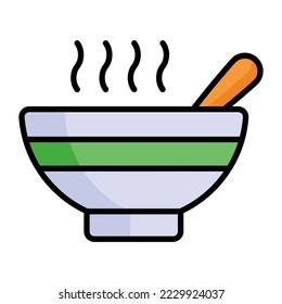 bowl, hot soup, icon in modern style for website mobile logo app UI design. simple vector icon. 