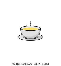 A bowl of hot soup isolated vector graphics