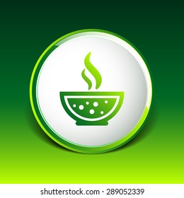 Bowl of Hot Soup with spoon Line Art. Icon isolated.