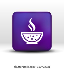 Bowl of Hot Soup with spoon Line Art. Icon isolated.