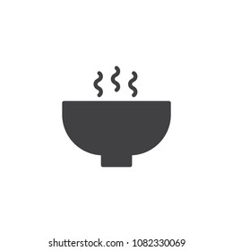 Bowl of hot soup vector icon. filled flat sign for mobile concept and web design. Healthy food simple solid icon. Symbol, logo illustration. Pixel perfect vector graphics