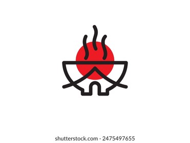 bowl with house logo. asian food menu restaurant icon vector design