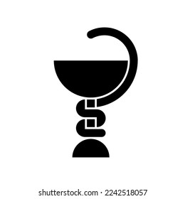 Bowl of Hygiea symbol of pharmacology and medicine, minimalistic icon with a bowl and a snake.