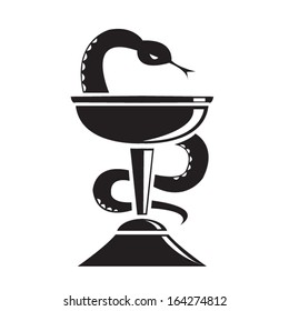 Bowl of Hygieia Pharmacy Store Symbol. Editable.