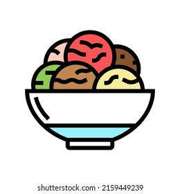 bowl ice cream color icon vector. bowl ice cream sign. isolated symbol illustration