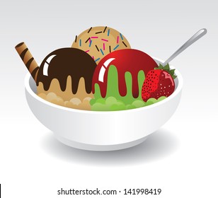 Bowl of ice cream. EPS 10 vector, grouped for easy editing. No open shapes or paths.