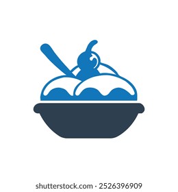 Bowl Of Ice Cream icon, Ice cream sundae icon, Bowl of dessert icon
