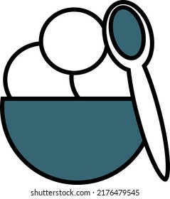 Bowl of ice cream, illustration, vector on a white background.
