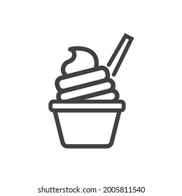 Bowl of ice cream, vector, icon.
