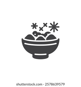 Bowl with a ice vector icon. filled flat sign for mobile concept and web design. Ice Chips glyph icon. Symbol, logo illustration. Vector graphics