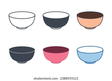 Bowl icon collection with different styles. Bowl icon symbol vector illustration isolated on white background