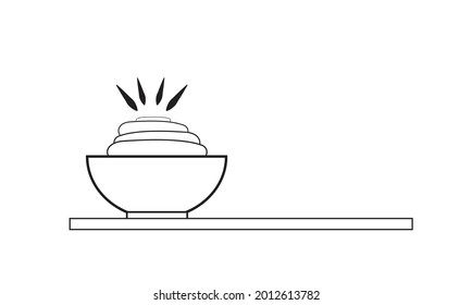 Bowl icon, color cream bowl, line, outline vector sign, linear style pictogram isolated on white. Symbol, logo illustration ilustrasi