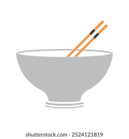 Ícone de tigela, ilustração vetorial de utensílios de cozinha. Tigela com ícone de pauzinhos.