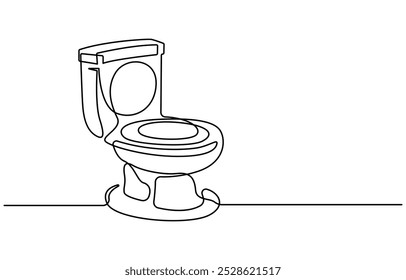 Vector de dibujo continuo de línea de iconos de tazón. Fondo de Vector de icono de tazón de una línea. icono de inodoro. Esquema continuo de un icono de inodoro, inodoro en estilo de dibujo de arte de línea continua