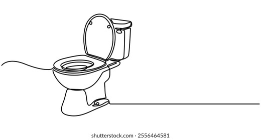 Bowl icon line continuous drawing vector. One line Bowl icon vector background. toilet icon. Continuous outline of a toilet icon, Continuous one line drawing of hygienic flush toilet. Single line art.
