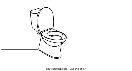 Bowl icon line continuous drawing vector. One line Bowl icon vector background. toilet icon. Continuous outline of a toilet icon, Continuous one line drawing of hygienic flush toilet. Single line art.