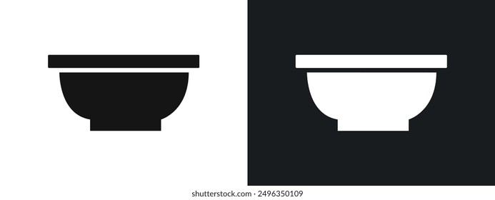 Bowl icon linear graphics set vector in black
