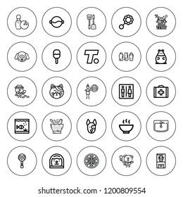 Bowl icon set. collection of 25 outline bowl icons with aquarium, boiled, bowling, cat, dog, hamster, hunger, rattle, soup, toilet, salad, vase, wonton icons. editable icons.