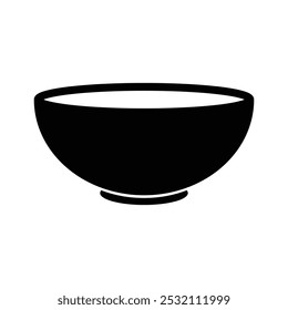 Bowl Icon Set Kollektion in schwarzem Design. Enthält Reis in der Schüssel, heiße Suppe Symbol. Leeres Schüsselsymbol einzeln auf weißem Hintergrund.