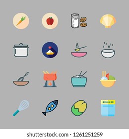 bowl icon set. vector set about clam, nuts, breakfast and healthy food icons set.