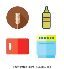 bowl icon set. vector set about mustard, cereal, dishwasher and kitchen board icons set.