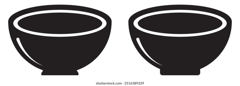 Icono de tazón. Conjunto de iconos de tazón. Ilustración vectorial del icono del cuenco aislado en el fondo blanco. Icono de tazón vacío. Señal de cocina.
