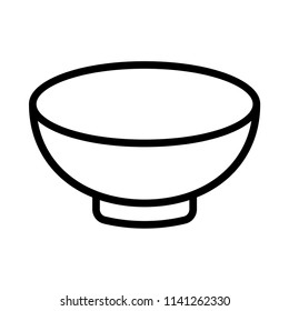 Bowl icon, simple design, stroke outline style. Line vector. Isolate on white background.