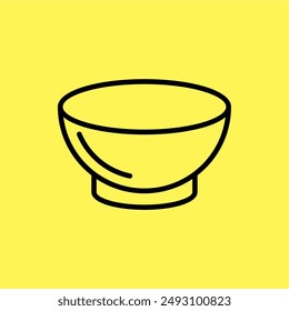 bowl icon simple, line vector isolated on yellow background. trendy and modern design