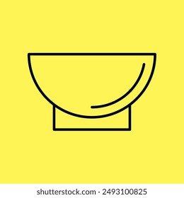 bowl icon simple, line vector isolated on yellow background. trendy and modern design