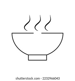 Bowl icon with smoke on white background.