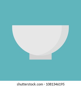 Bowl icon, tableware flat design vector