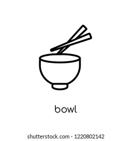 bowl icon. Trendy modern flat linear vector bowl icon on white background from thin line collection, outline vector illustration