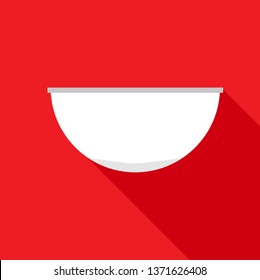 Bowl illustration in kitchen context, flat vector icon with strong keylight.