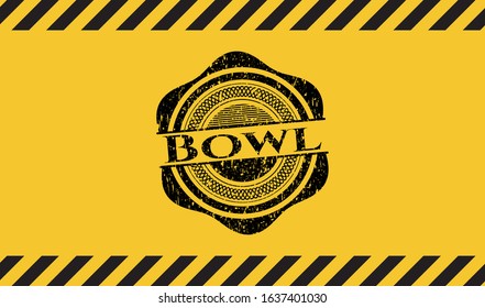Bowl inside warning sign, black grunge emblem. Vector Illustration. Detailed.