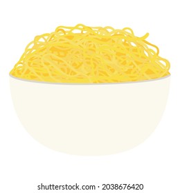 Bowl of instant noodles  isolated on white background. Vector
