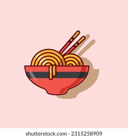 Bowl of instant noodles. Vector ilustration.