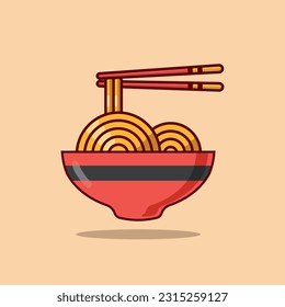 Bowl of instant noodles. Vector ilustration.